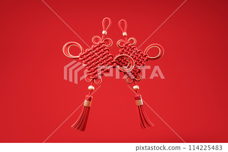 Chinese knot with oriental ancient style, 3d Chinese knot with oriental ancient style, 3d 114225483