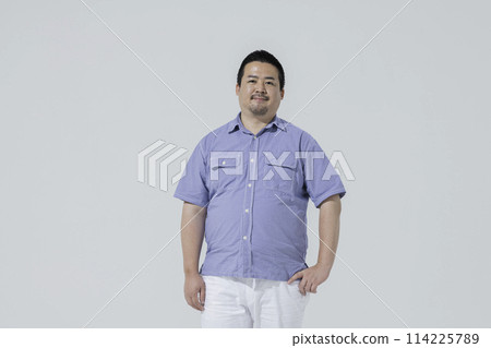 Large Japanese man, white background 114225789