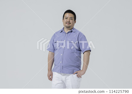 Large Japanese man, white background 114225790