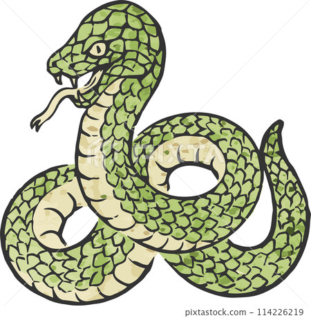 New Year's card New Year's card 2025 Year of the Snake Snake Year of the Snake Sumi-e Ink painting Print Watercolor Hand-painted Illustration material 114226219