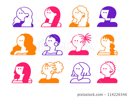 各種髮型的女性插畫1 114226348