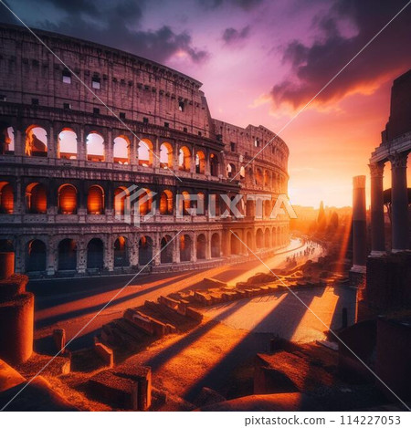 The Colosseum in the morning sun 114227053