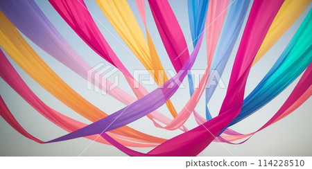 Colorful ribbons fluttering in the wind, generative ai 114228510