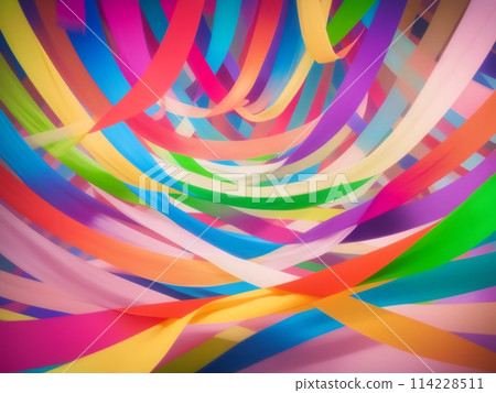 Colorful ribbons fluttering in the wind, generative ai 114228511