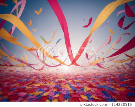 色彩鮮豔的絲帶在風中飄揚,生成ai 色彩鮮豔的絲帶在風中飄揚,生成ai 114228516