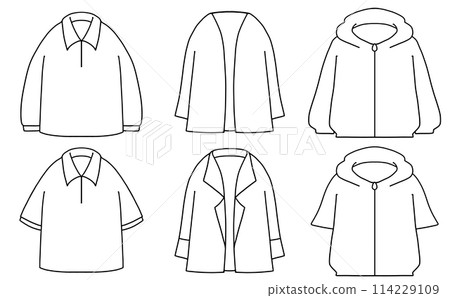 Loose and simple white clothing set 2 Line drawing Loose and simple white clothing set 2 Line drawing 114229109