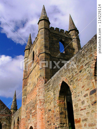 Australia, Tasmania, Port Arthur, Convict Ruins, Convict Church Ruins Australia, Tasmania, Port Arthur, Convict Ruins, Convict Church Ruins 114229114