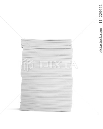 stack of papers isolated on a white background 114229621