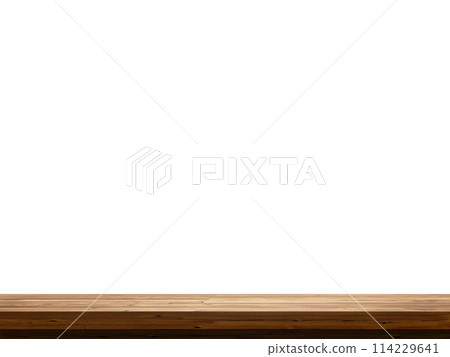 empty wooden table front view isolated on white background empty wooden table front view isolated on white background 114229641