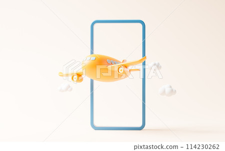 Airplane with cartoon style, 3d rendering. 114230262