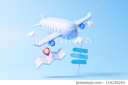 Airplane with cartoon style, 3d rendering. 114230264