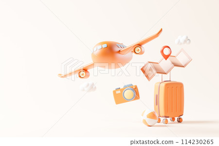 Airplane with cartoon style, 3d rendering. Airplane with cartoon style, 3d rendering. 114230265