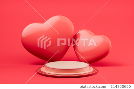 Love heart and presentation stage, 3d rendering. Love heart and presentation stage, 3d rendering. 114230690
