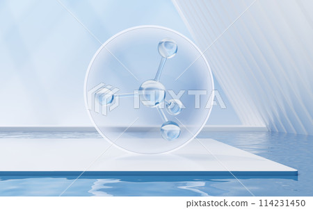 Molecule with water surface background, 3d 114231450