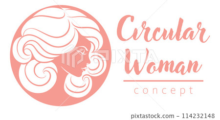 Woman Circle Face Hair Salon Hairdresser Design 114232148
