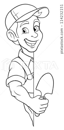 Gardener Cartoon Garden Tool Man Farmer Mascot 114232151