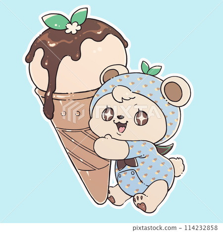 Vanilla Ice Cream Cone with Polar Bear 114232858