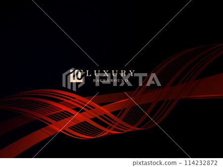Isolated gorgeous wavy shape in red color on black background Isolated gorgeous wavy shape in red color on black background 114232872