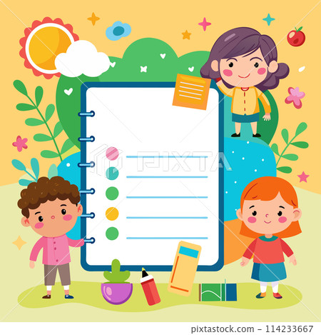 Children's Template A group of children are standing around a blank sheet of paper with a pencil. Children's Template A group of children are standing around a blank sheet of paper with a pencil. 114233667