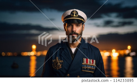 Portrait of the captain. Postcard for Sailor's Day. 114233895