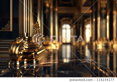 Opulent golden palace corridor 114234177