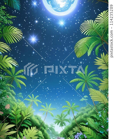 Lush jungle at night 114235289