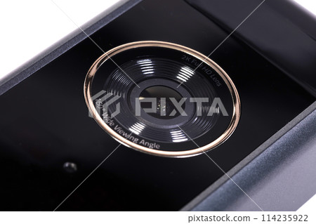 Modern wireless camera doorbel, on white background Modern wireless camera doorbel, on white background 114235922