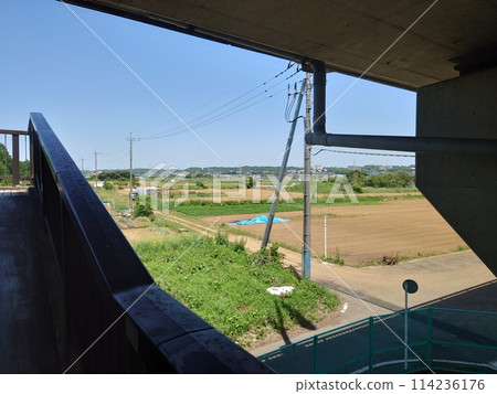 A view of the fields through the gap in the bridge A view of the fields through the gap in the bridge 114236176