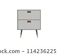 Chest of drawers, bedside table set vector. Wooden textures. Cartoon house equipment for interior. Illustration of furniture isolated 114236225