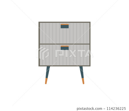 Chest of drawers, bedside table set vector. Wooden textures. Cartoon house equipment for interior. Illustration of furniture isolated Chest of drawers, bedside table set vector. Wooden textures. Cartoon house equipment for interior. Illustration of furniture isolated 114236225