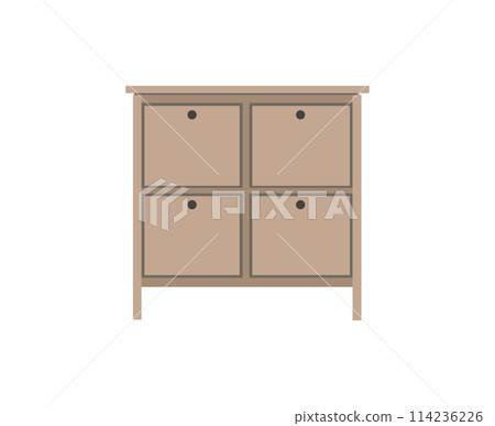 Chest of drawers, bedside table set vector. Wooden textures. Cartoon house equipment for interior. Illustration of furniture isolated Chest of drawers, bedside table set vector. Wooden textures. Cartoon house equipment for interior. Illustration of furniture isolated 114236226