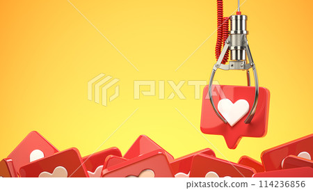 Claw machine full of likes. Social media concept. Claw machine full of likes. Social media concept. 114236856