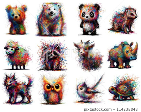 Cute wool animals that look like wool felt 114238848