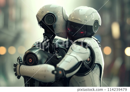One robot hugs another 114239479