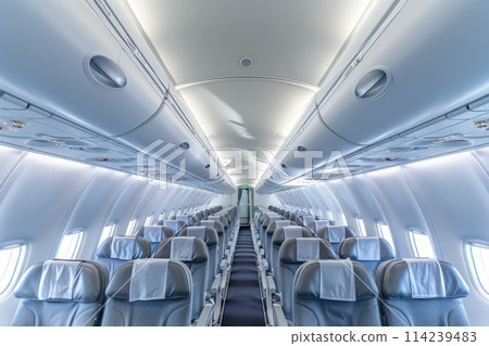 interior of an empty passenger plane 114239483