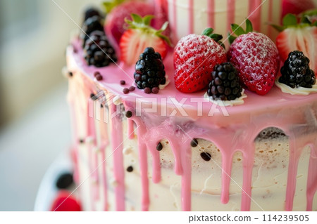 cake with fresh berries 114239505