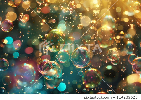 soap bubbles shimmering with beautiful light soap bubbles shimmering with beautiful light 114239525