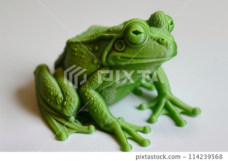 Cute green frog made with the 3D printer Cute green frog made with the 3D printer 114239568