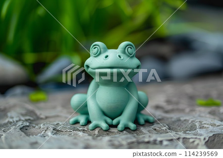 Cute green frog made with the 3D printer Cute green frog made with the 3D printer 114239569