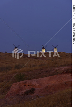 Windmills near Alcazar de San Juan, Toledo, Castilla La Mancha, Spain 114240093