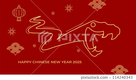 Chinese year of the snake 2025 line art card Chinese year of the snake 2025 line art card 114240343
