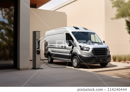 Electric vehicles charging station with electric delivery van Electric vehicles charging station with electric delivery van 114240444