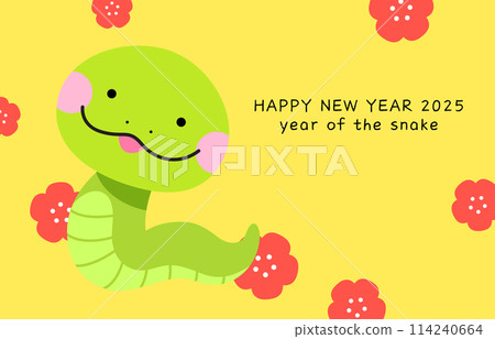 Year of the snake 2025 cute snake with plum pattern Year of the snake 2025 cute snake with plum pattern 114240664