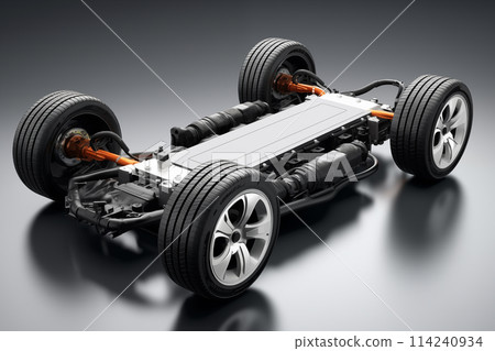 Electric vehicle chassis with a battery pack at the base of the power frame Electric vehicle chassis with a battery pack at the base of the power frame 114240934