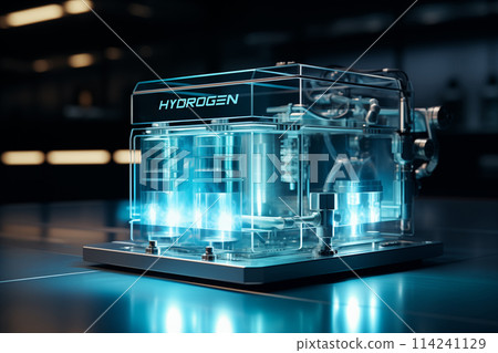 Futuristic hydrogen fuel cell engine. Source of clean energy 114241129