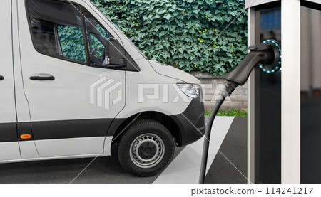 Electric delivery van with electric vehicles charging station. Electric delivery van with electric vehicles charging station. 114241217