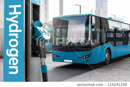 A hydrogen fuel cell bus with filling station A hydrogen fuel cell bus with filling station 114241289