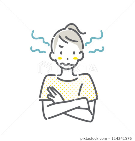 Premenstrual syndrome symptoms PMS Simple and stylish line drawing illustration 114241576