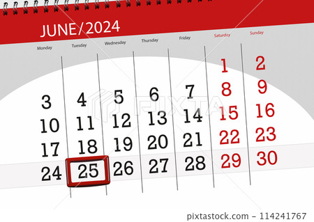 Calendar 2024, deadline, day, month, page, organizer, date, June, tuesday, number 25 Calendar 2024, deadline, day, month, page, organizer, date, June, tuesday, number 25 114241767