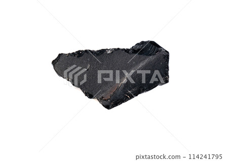 natural obsidian rough gem stone on the white background natural obsidian rough gem stone on the white background 114241795